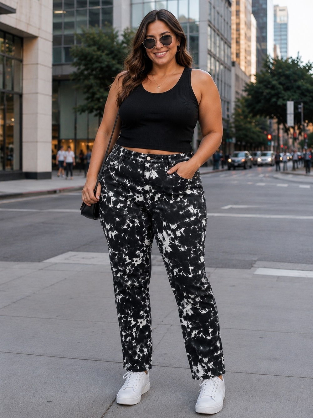 Time and Tru Women's Black & White Print Pants Size XL